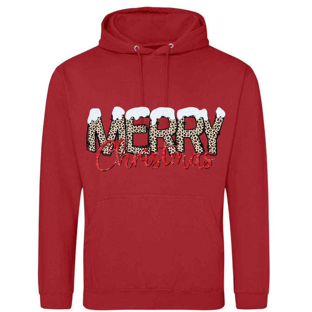 Leopard Print Christmas Hoodie - Unisex Festive Pullover