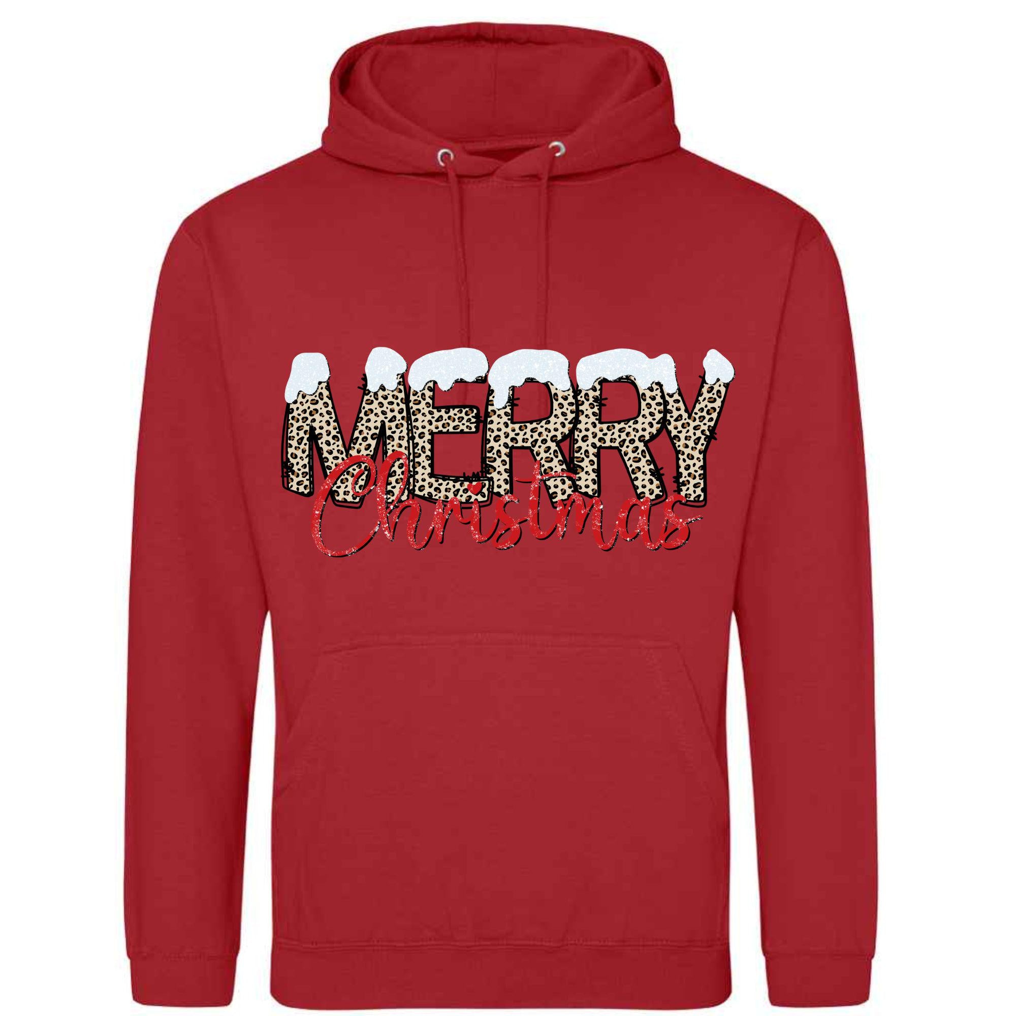 Leopard Print Christmas Hoodie - Unisex Festive Pullover