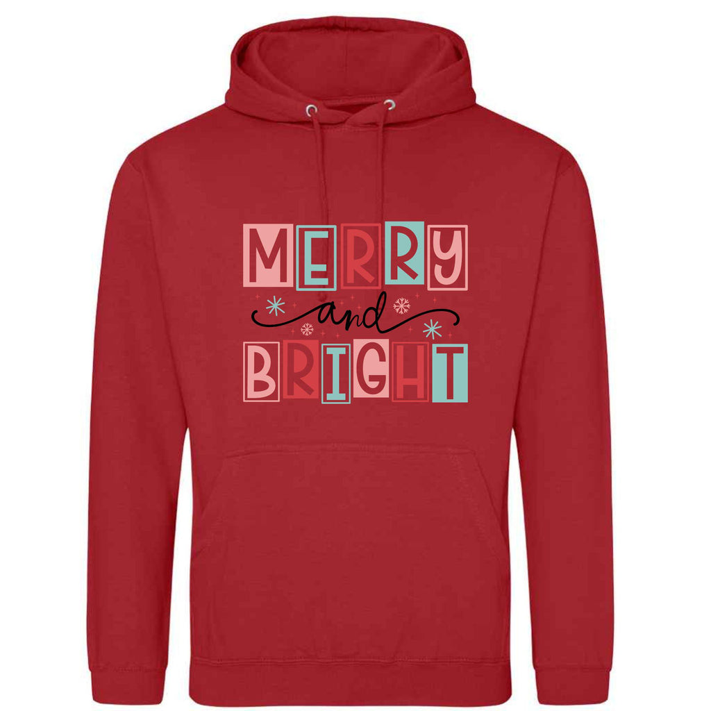Merry & Bright Christmas Hoodie: Unisex Festive Holiday Sweatshirt