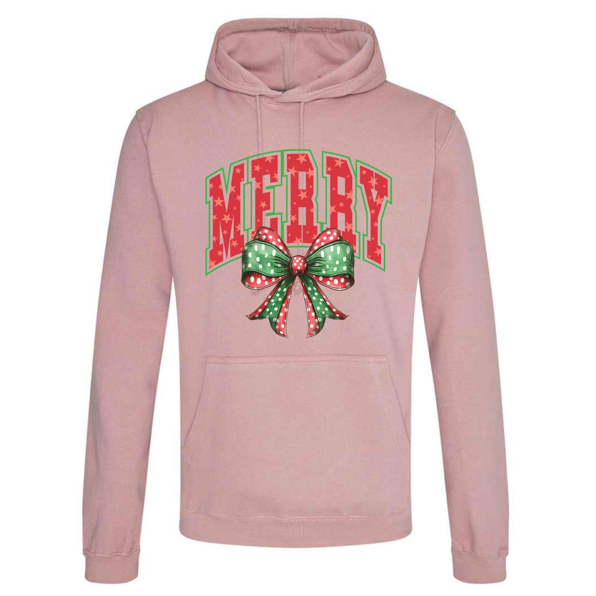 Merry Bow Christmas Hoodie: Unisex Festive Holiday Sweatshirt
