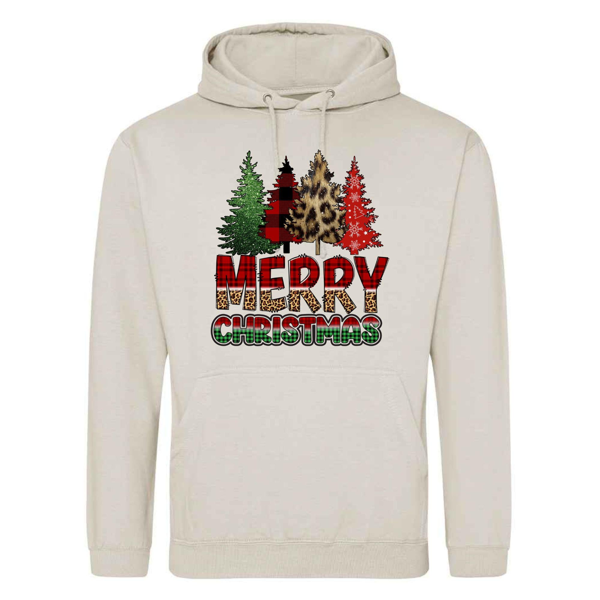 Christmas Patchwork Tree Hoodie: Unisex Festive Pullover