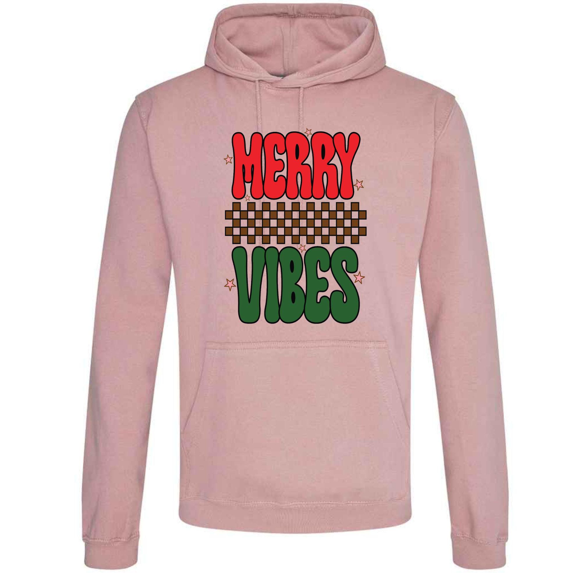 Merry Vibes Christmas Hoodie: Unisex Festive Holiday Sweatshirt