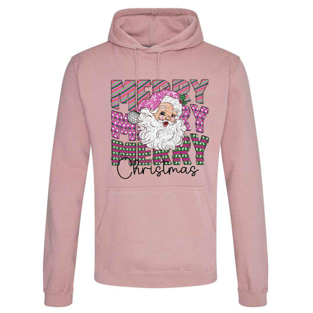Merry Christmas Disco Santa Hoodie - Unisex Festive Pullover