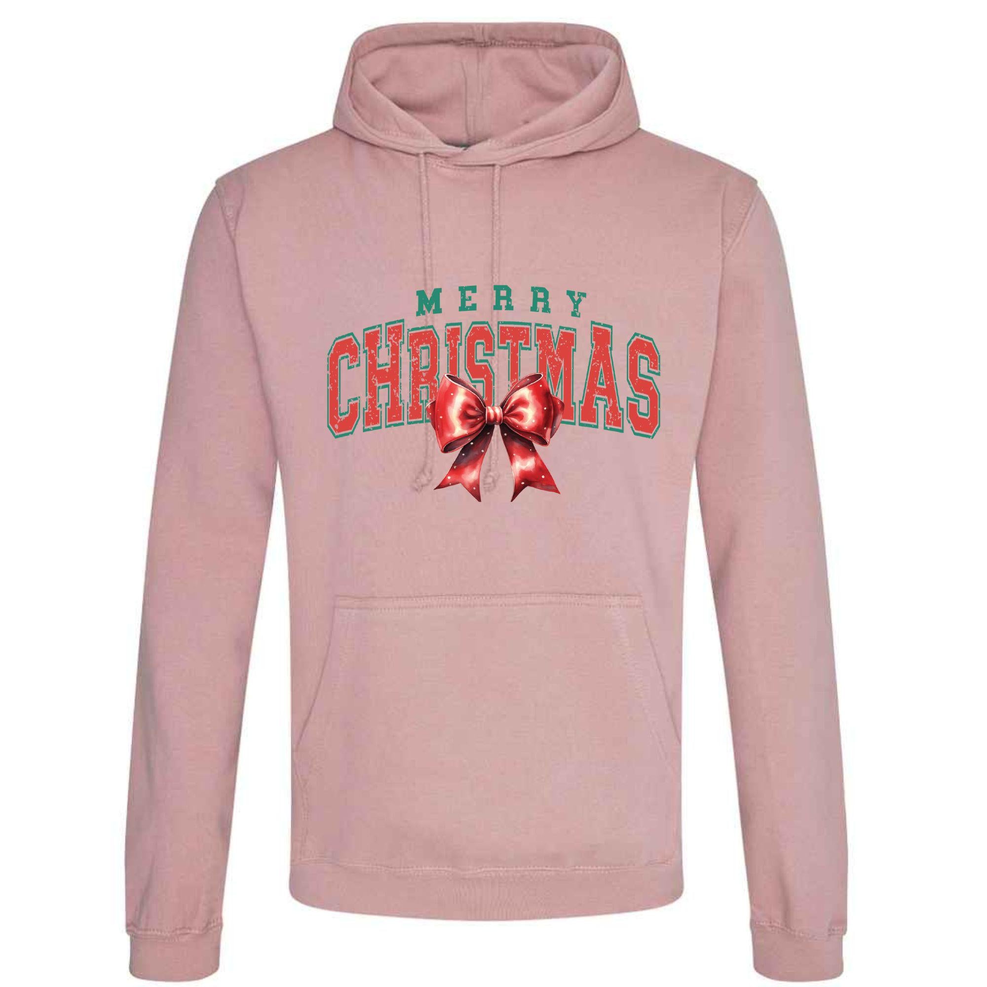 Merry Christmas Bow Hoodie - Unisex Festive Pullover