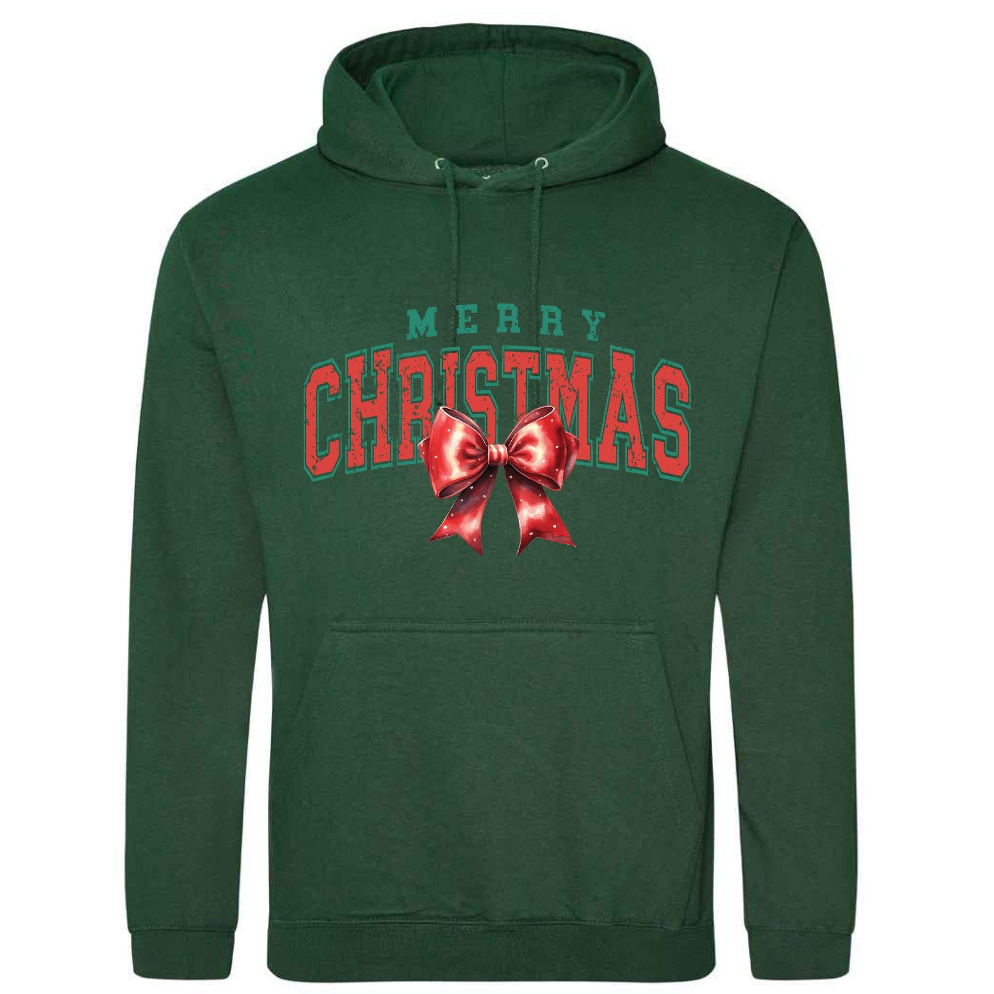 Merry Christmas Bow Hoodie - Unisex Festive Pullover