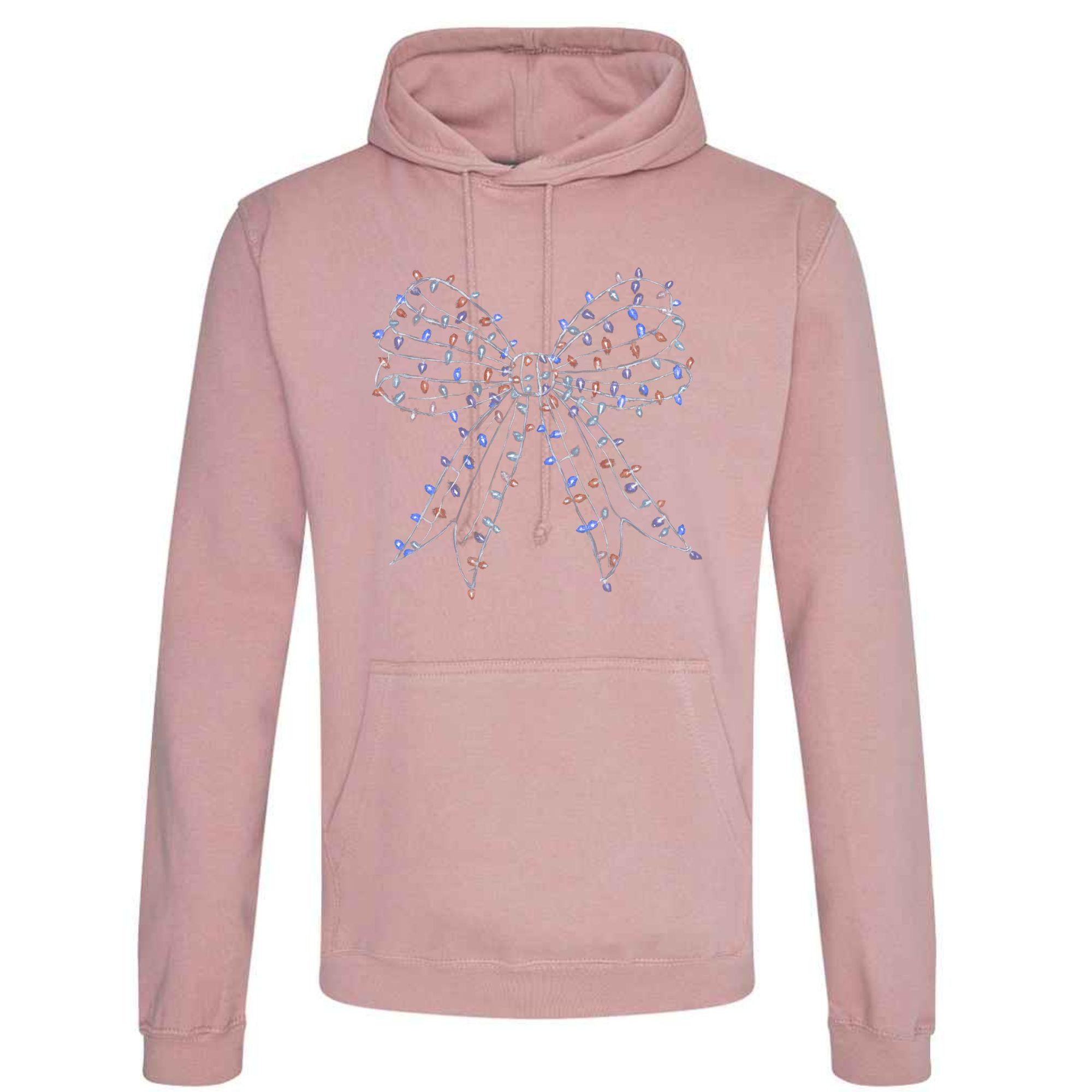 Christmas Light Bow Hoodie: Unisex Festive Pullover