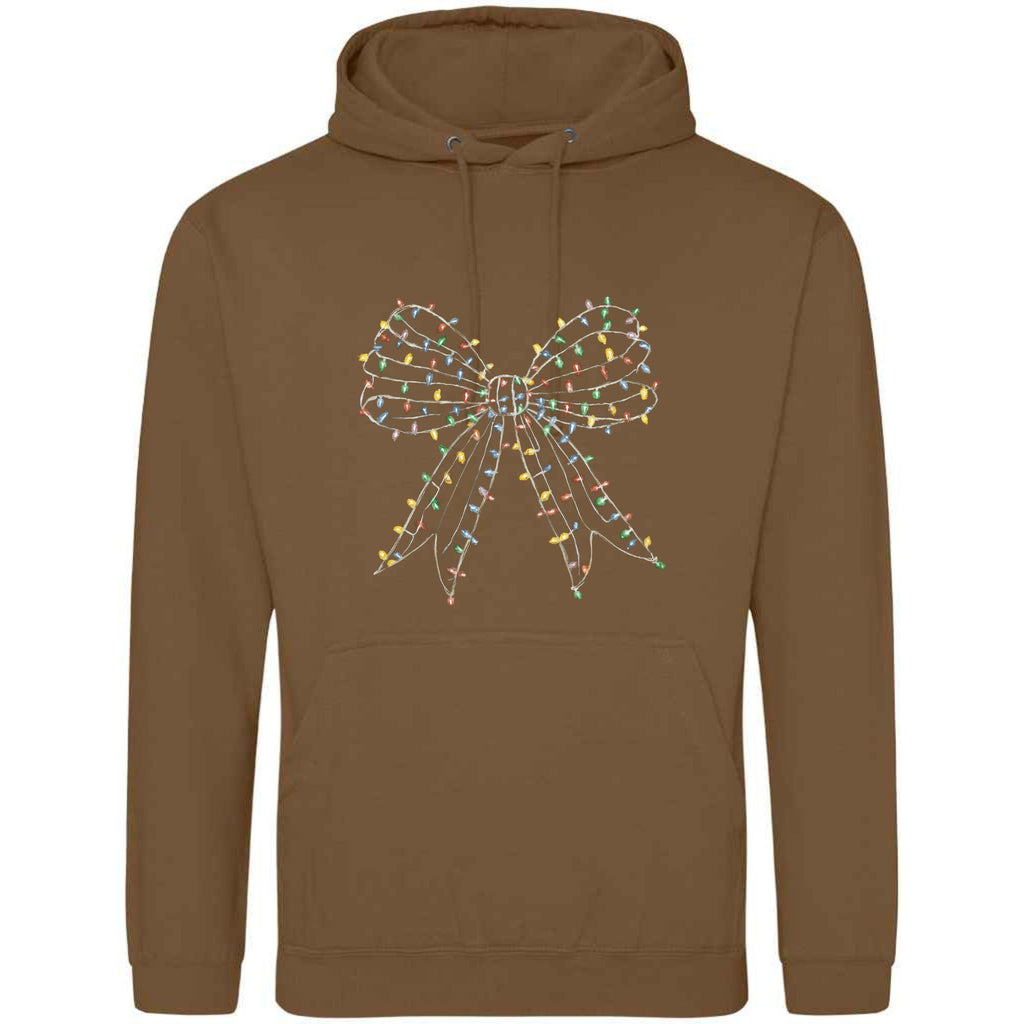Christmas Light Bow Hoodie: Unisex Festive Pullover