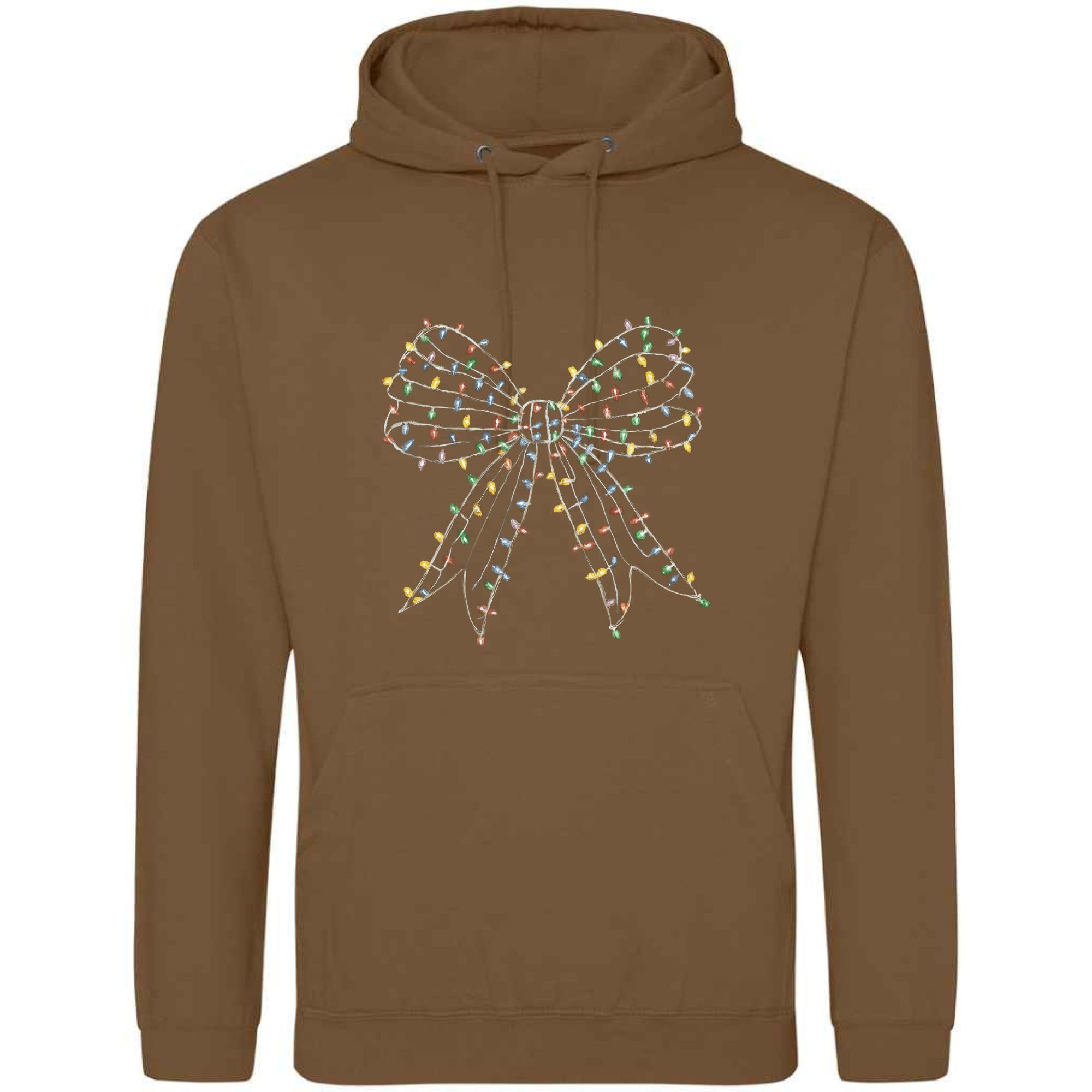Christmas Light Bow Hoodie: Unisex Festive Pullover