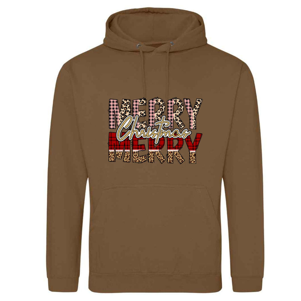 Merry Christmas Patchwork Hoodie: Unisex Festive Top