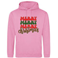 Retro Merry Christmas Patchwork Hoodie: Unisex Festive Xmas Sweatshirt