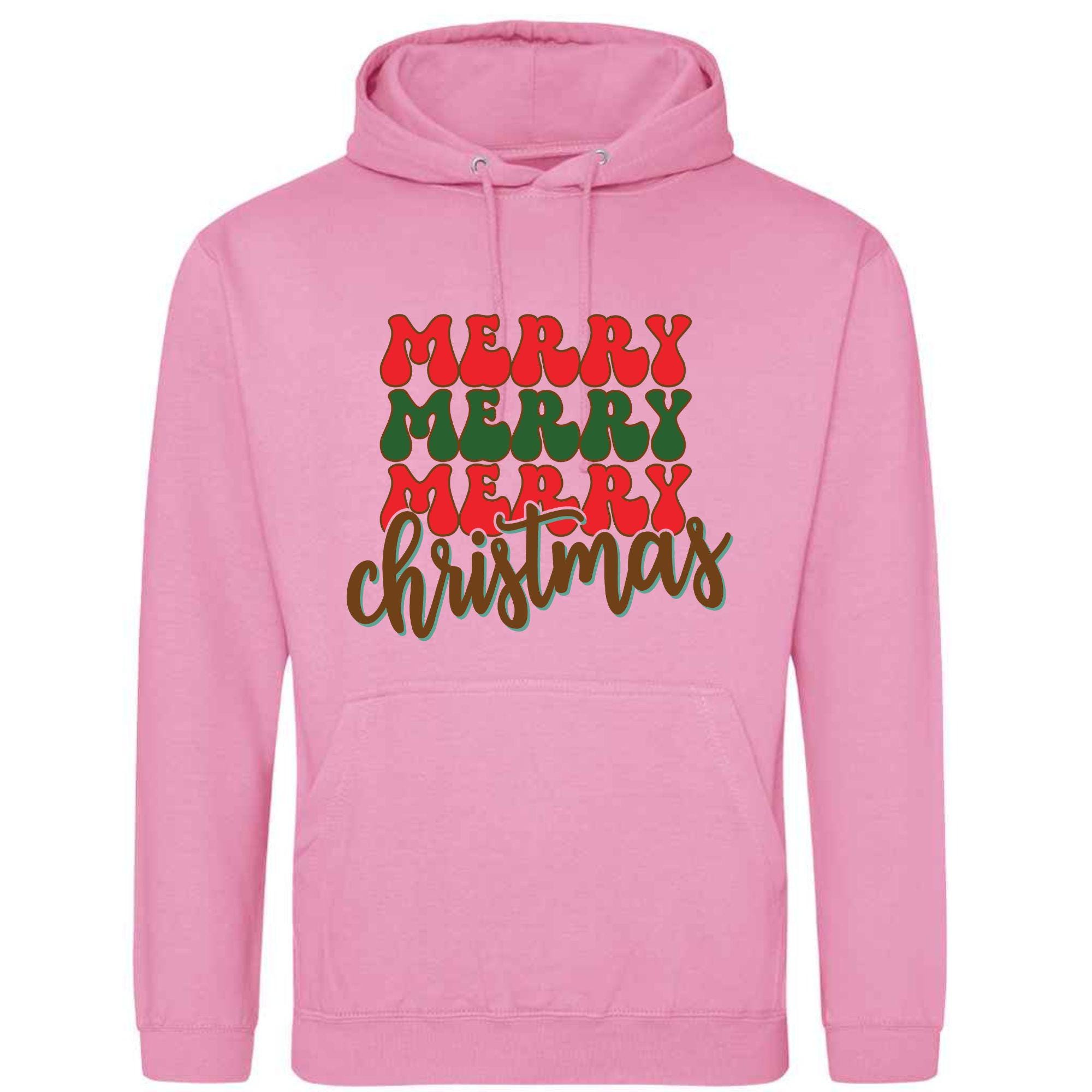 Retro Merry Christmas Patchwork Hoodie: Unisex Festive Xmas Sweatshirt