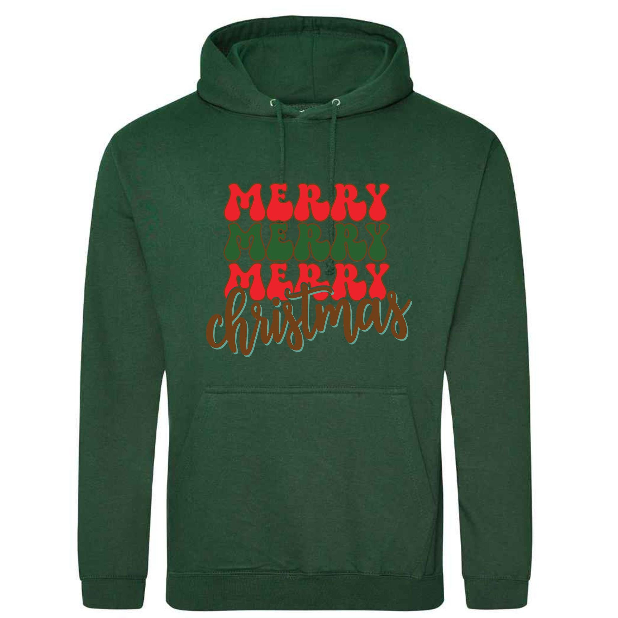 Retro Merry Christmas Patchwork Hoodie: Unisex Festive Xmas Sweatshirt