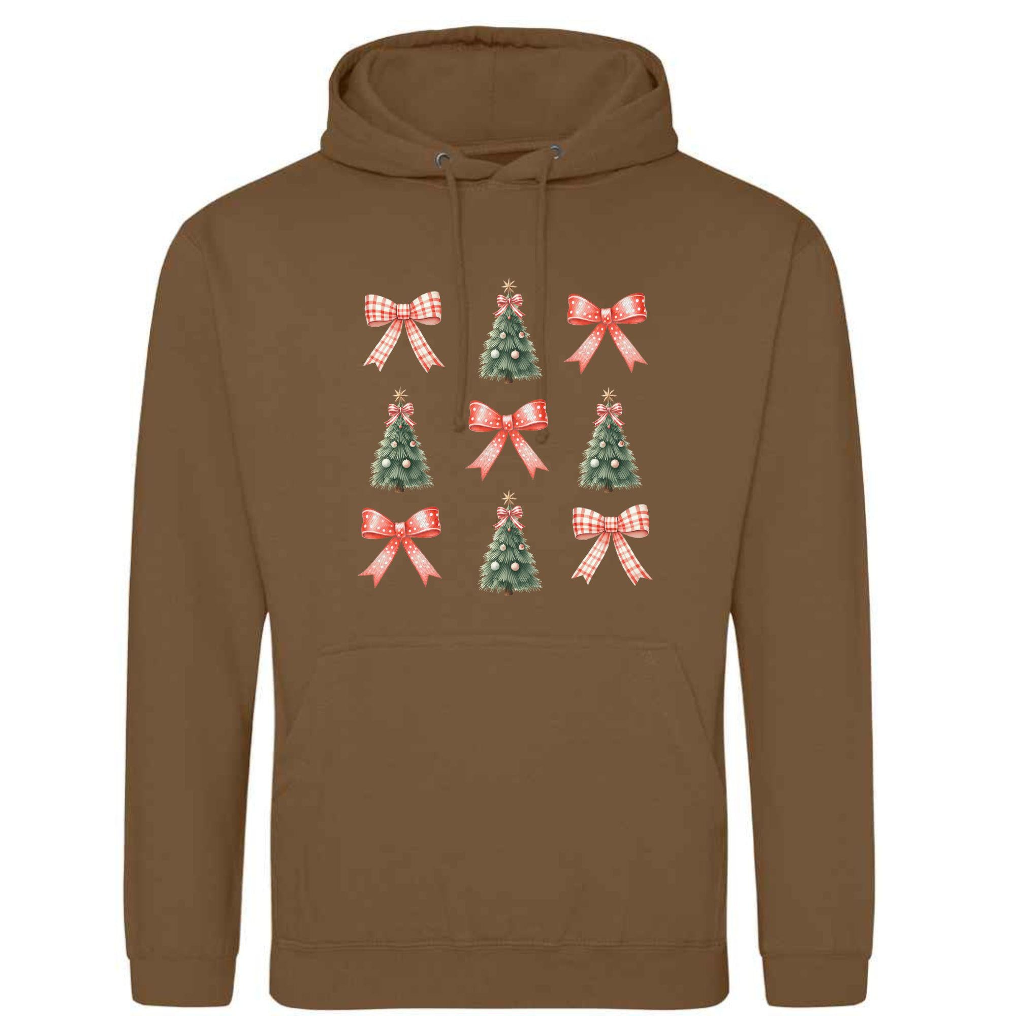 Christmas Tree and Bow Hoodie: Unisex Festive Adult Top