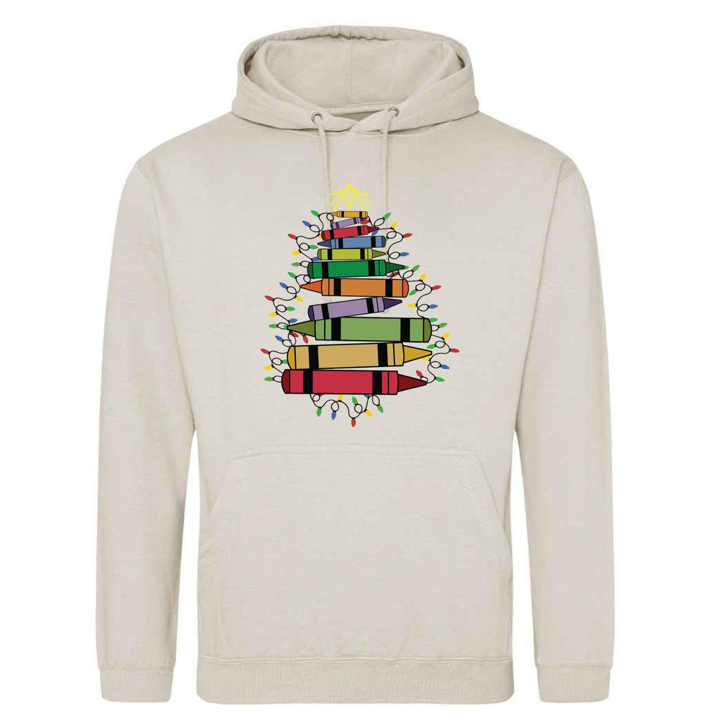 Crayon Christmas Tree Unisex Hoodie: Festive Holiday Top