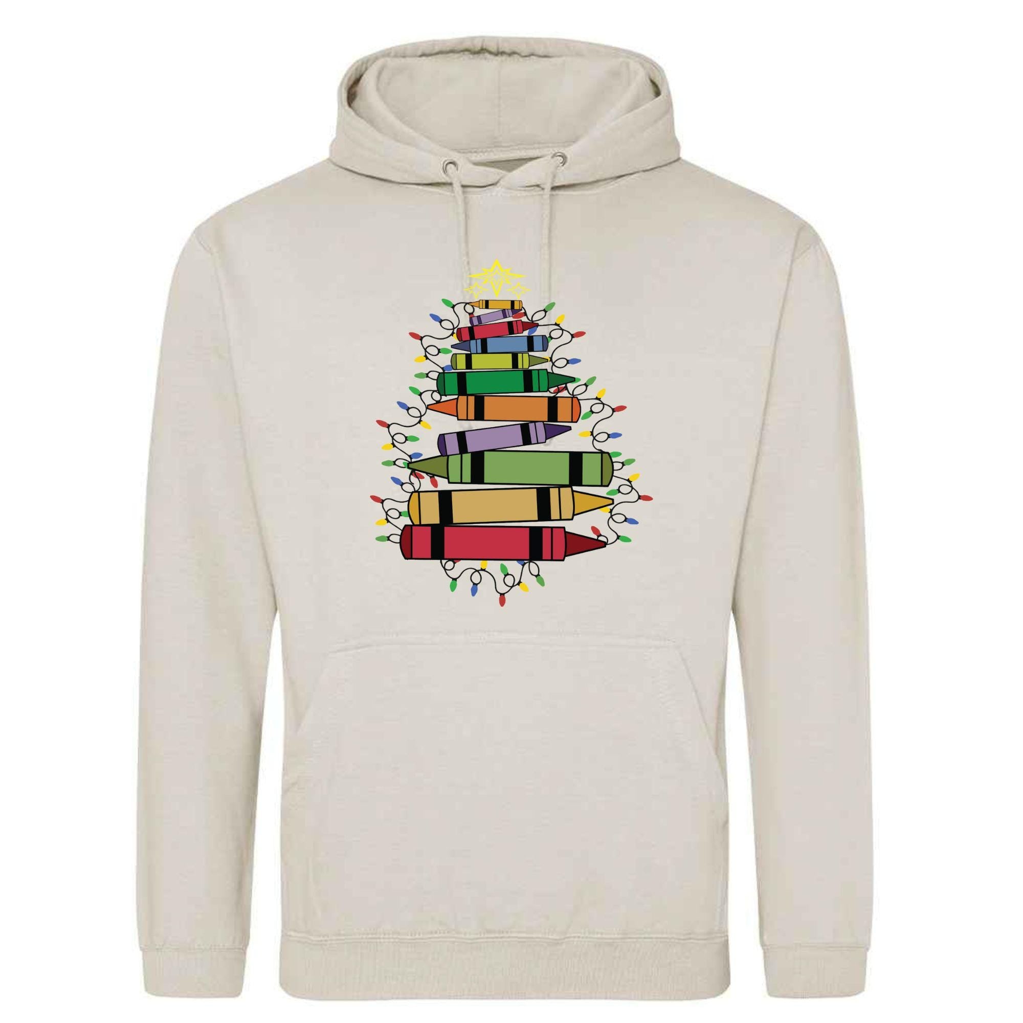 Crayon Christmas Tree Unisex Hoodie: Festive Holiday Top