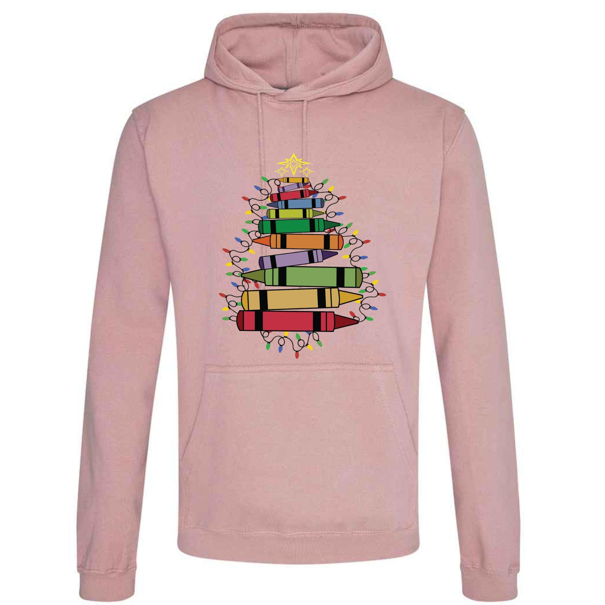 Crayon Christmas Tree Unisex Hoodie: Festive Holiday Top