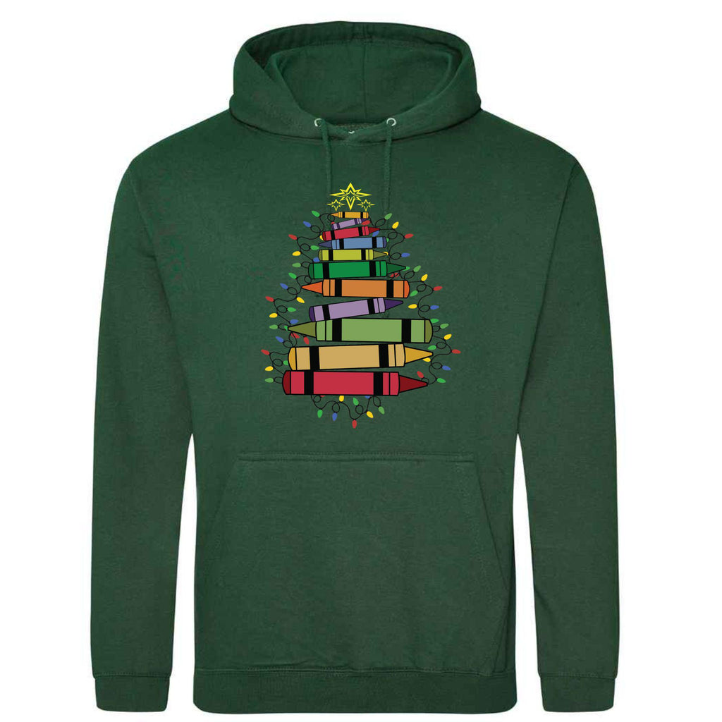 Crayon Christmas Tree Unisex Hoodie: Festive Holiday Top