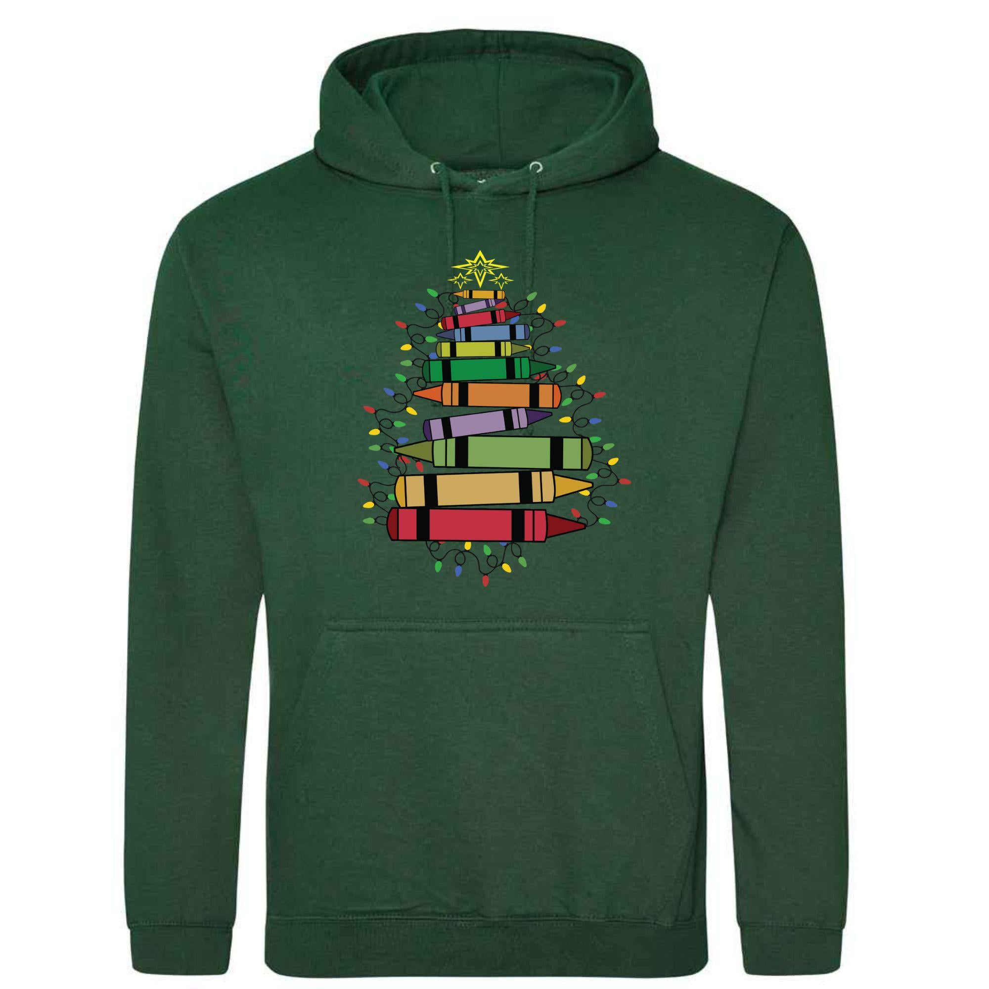 Crayon Christmas Tree Unisex Hoodie: Festive Holiday Top