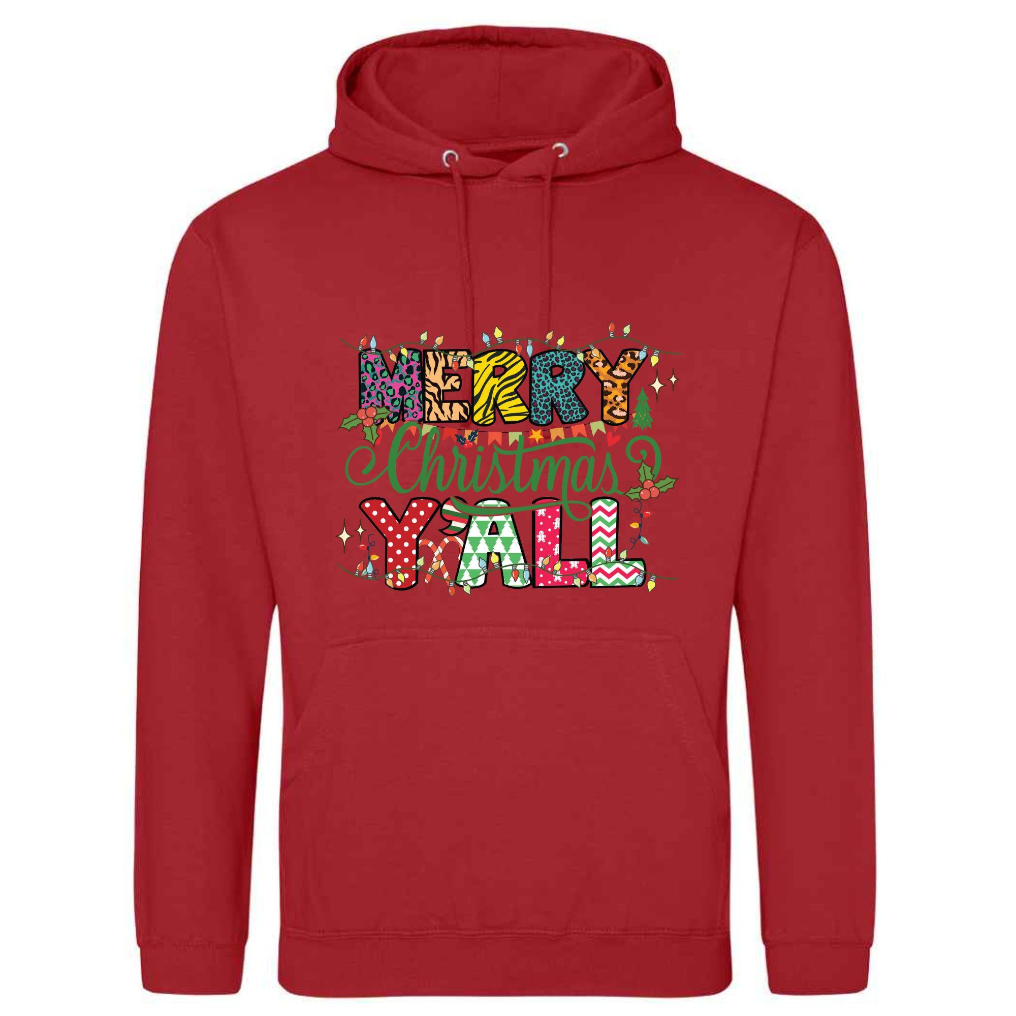 Merry Christmas Y'all Hoodie: Unisex Festive Adult Top