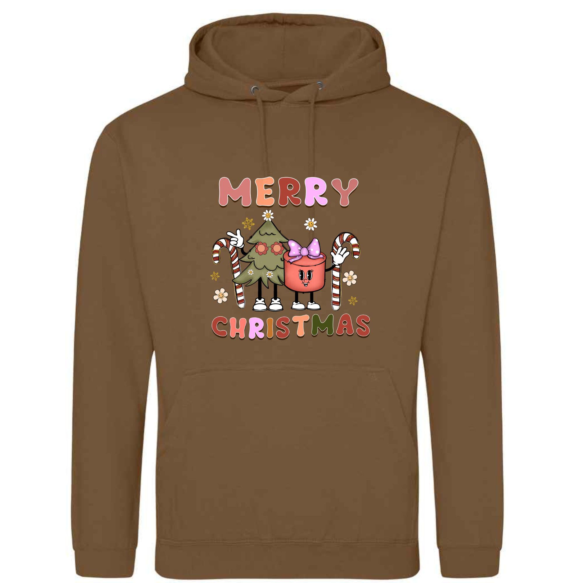 Unisex Merry Christmas Cartoon Hoodie - Festive Adult Top