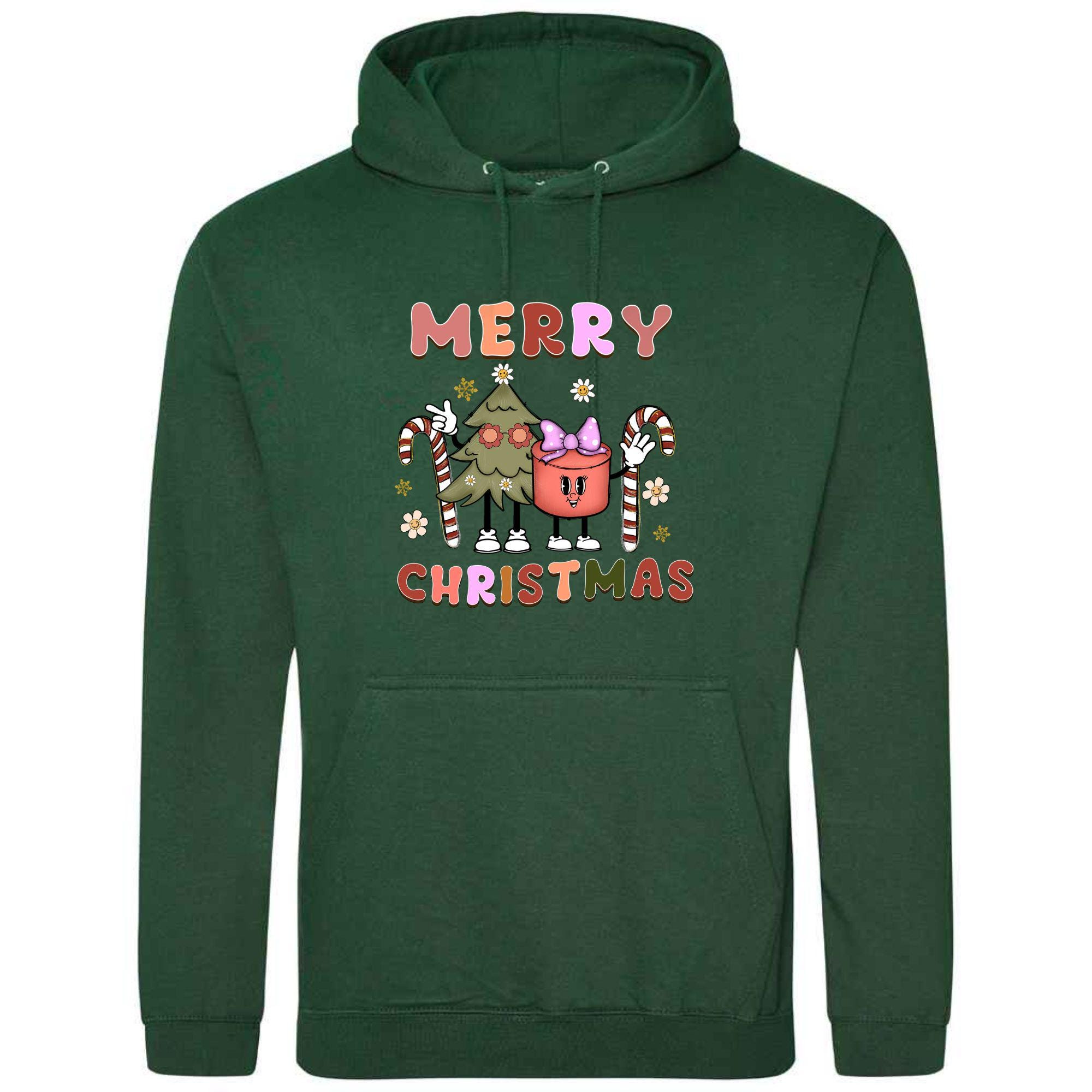 Unisex Merry Christmas Cartoon Hoodie - Festive Adult Top