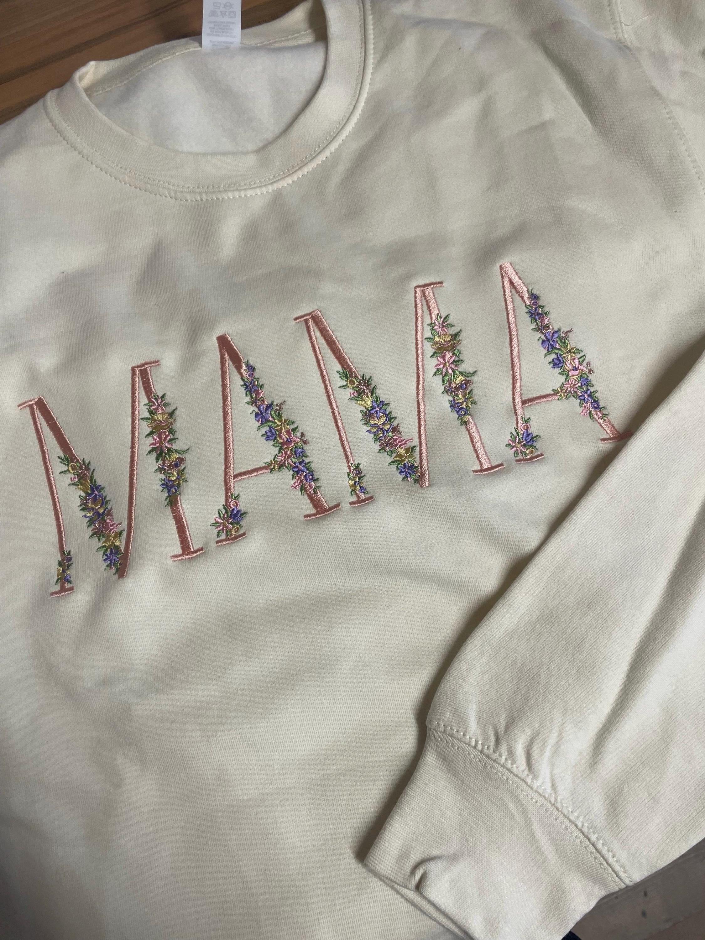 Floral Embroidered Mama Sweatshirt: Personalized Women's Jumper